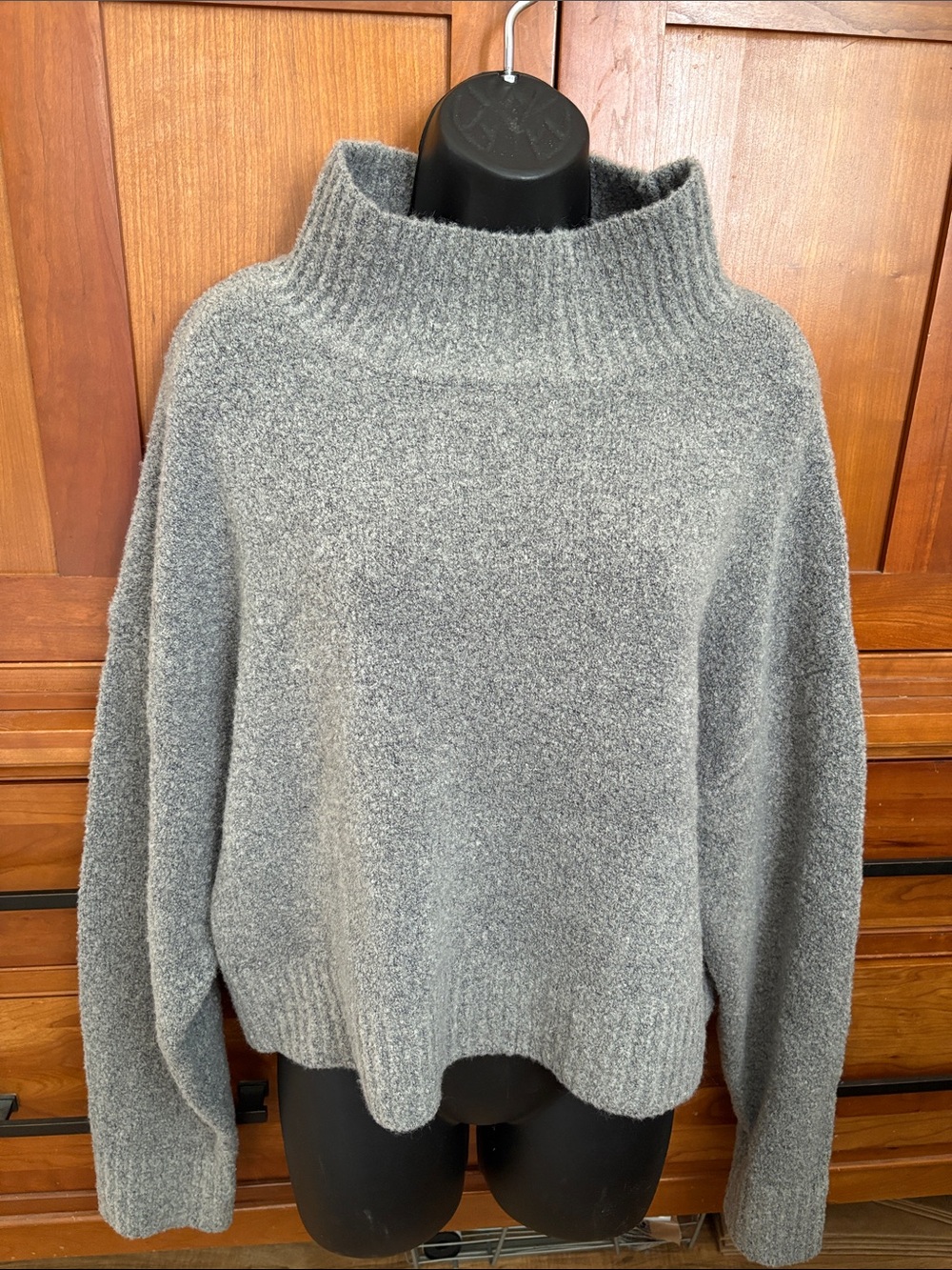 a. ren wool blend Cozy Grey Mock Neck Women’s Sweater